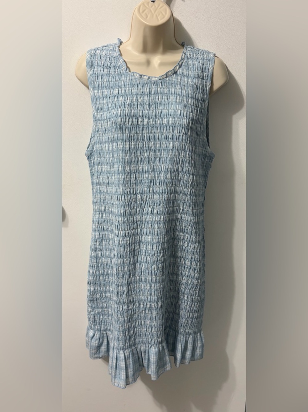 American Eagle Outfitters Pale Blue Smocked Midi Dress